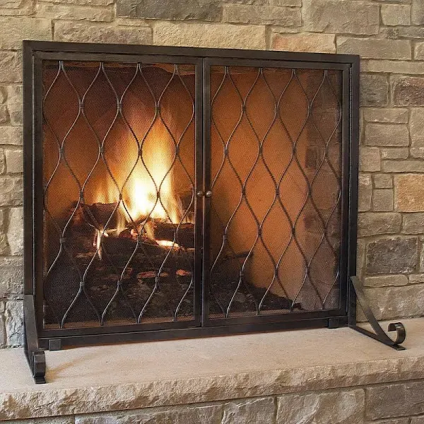 Pleasant Hearth Stonewall Gun Metal Grey Steel Single-Panel Fireplace Screen