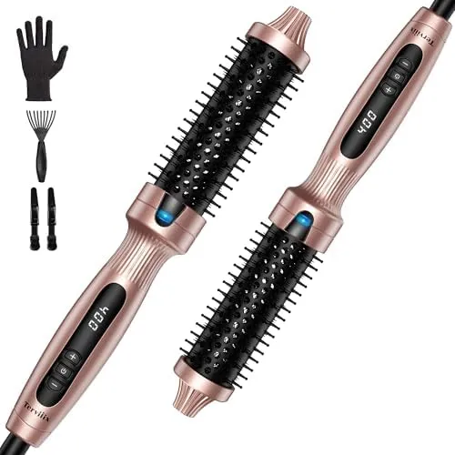 Terviiix Thermal Brush 1.25 Inch Makes Volume Curls Ceramic Tourmaline Ionic Hot Brush Heated Round Brush Volumizer