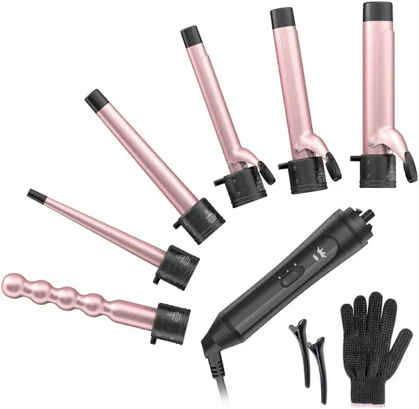 6-in-1 Professional Curling Iron Wand Set