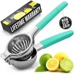 Lemon Squeezer Stainless Steel with Premium Heavy Duty Solid Metal Squeezer Bowl and Food Grade Silicone Handles