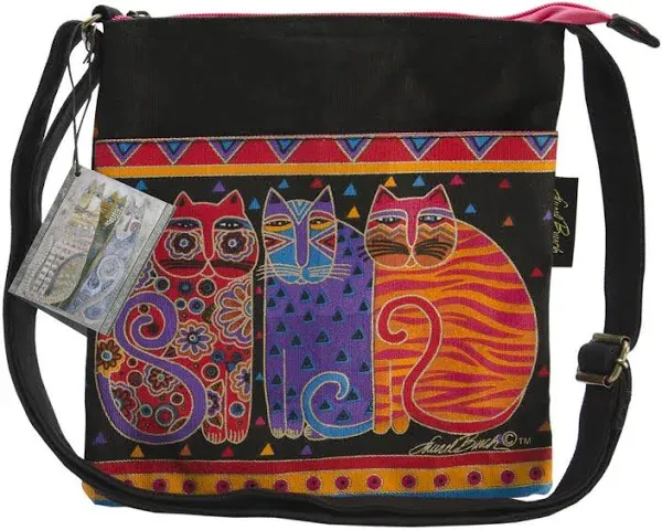 Laurel Burch Crossbody Purse Zipper Top Feline Friends