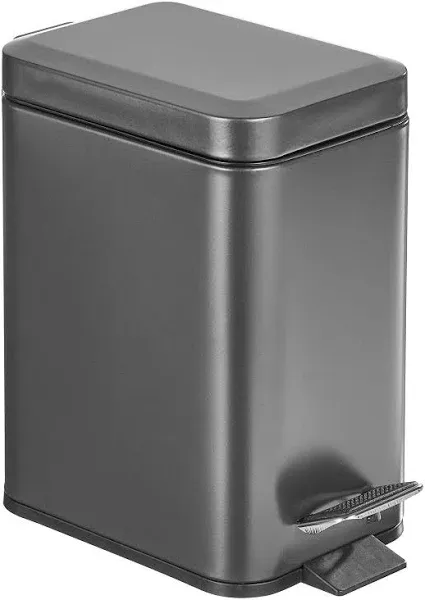 mDesign Slim Metal Rectangle 7.9 Gallon Trash Can with Step Pedal Easy-Close Lid