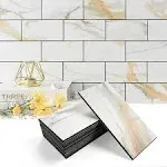 StyloVue 100 Pieces Peel and Stick Backsplash for Kitchen 3" x 6" PVC Subway Tile Upgraded