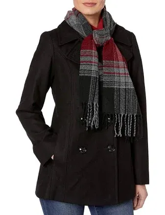 LONDON FOG • Charcoal Wool-Blend Double-Breasted Peacoat