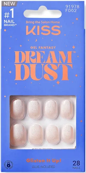 KISS Womens Gel Fantasy Dream Dust Nails Short (28 ct)