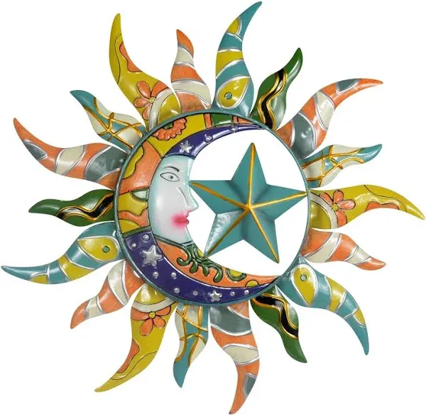 Sun Moon &amp; Stars Metal Wall Hanging Garden Art