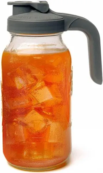 Heavy Duty Glass Mason Jar Pitcher with Easy Pour Spout - Airtight &amp; BPA-Free