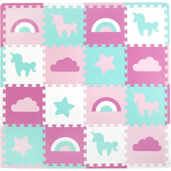 Tadpoles Soft Foam Playmat Set 16pc Unicorns & Rainbows