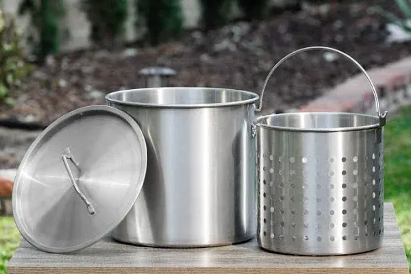 Barton 21 qt. Stainless Steel Stock Pot with Strainer Basket and Lid