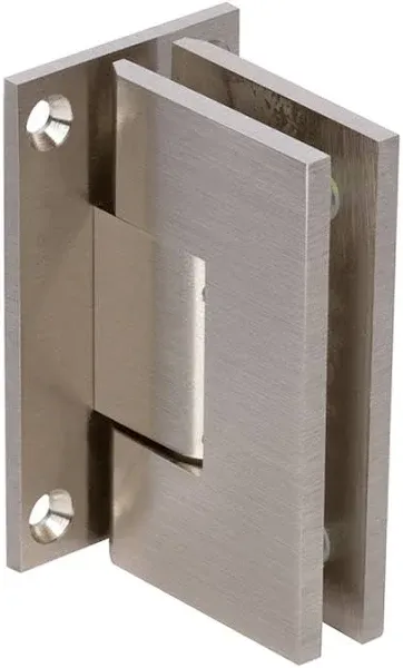 Rockwell Security Heavy Duty Square Corner Shower Hinge, Short Back Plate in Brushed Nickel Finish