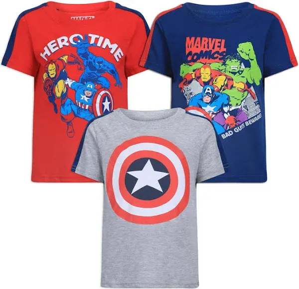 Marvel Avengers Boys Size 4T Disney 3-Pk Short Sleeve Tee Shirt Toddler New