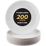 9" Uncoated Paper Plates- Pack of 200ct