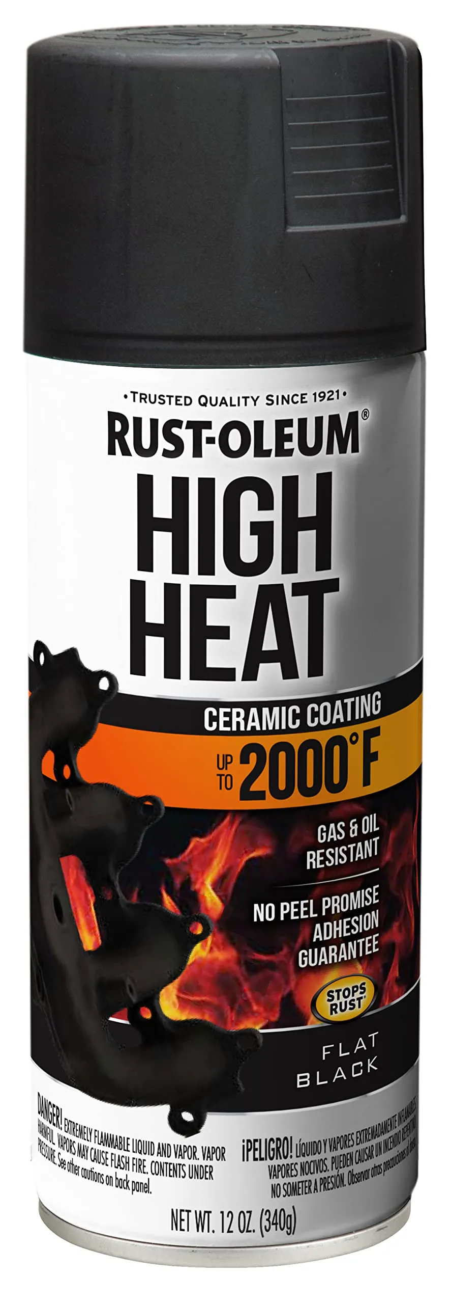 Rust-Oleum Flat Black 2000 Degree High Heat Spray Paint 12oz