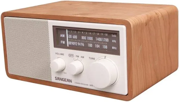 Sangean WR11 FM/AM Analog Wooden Cabinet Tabletop Radio Receiver