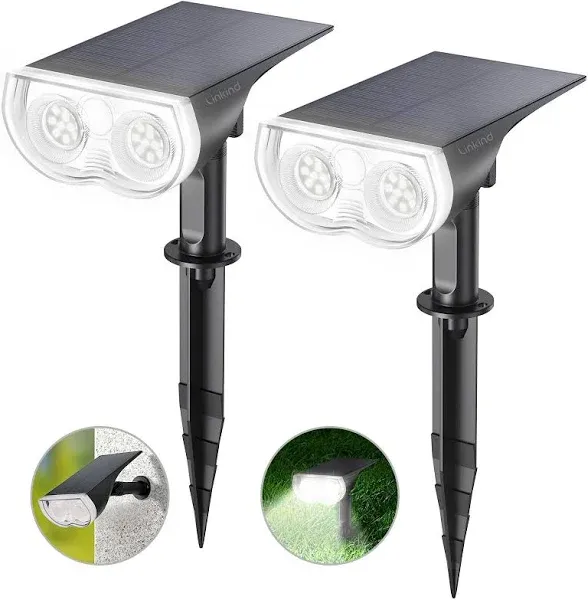 Solar Spot Lights Outdoor for Garden Yard Driveway Walkway, 2 Pack