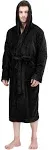 NY Threads Mens Hooded Fleece Robe - Plush Long Bathrobes