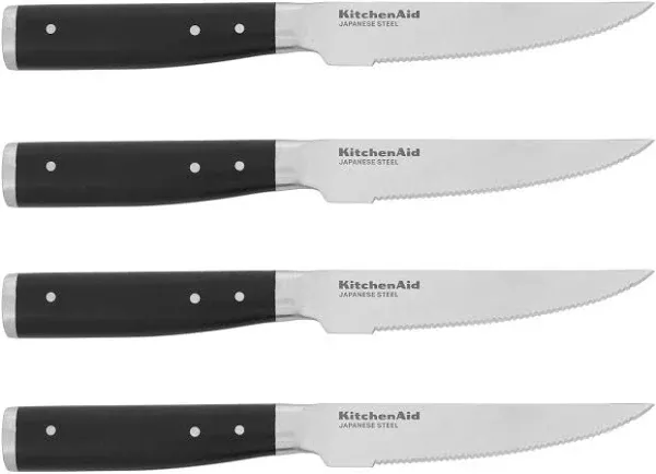 Kitchenaid Gourmet 4-piece Forged Tripe-Rivet Steak Knife Set, Black