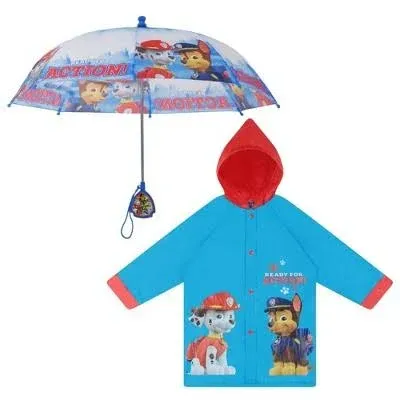 Nickelodeon Kids Umbrella &amp; Slicker Paw Patrol Toddler Boy Rainwear Set Ages 6-7