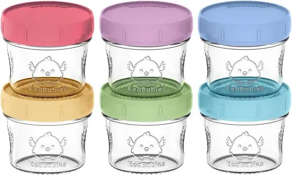 6pk 4oz Glass Baby Food Containers - Leak-Proof, Microwavable Small Baby Glas...