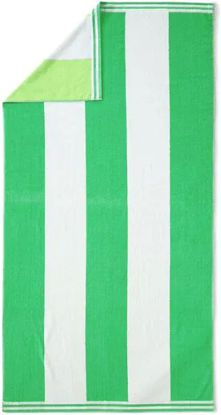 Lands' End Rugby Stripe Reversible Beach Towel - Wood Lily Stripe