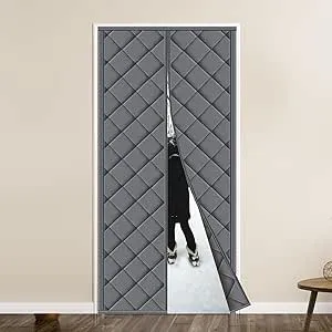 Magnetic Thermal Insulated Door Curtain Fits Door Size 36" x 80", Durable Waterproof Oxford Cloth, Polyester Fiber Filling, Weatherproof, Windproof, Reduce Noise, Weighted Bottom