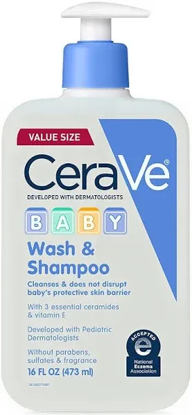 CeraVe Baby Wash &amp; Shampoo | Fragrance, Paraben, &amp; Sulfate Free Shampoo for Tear