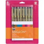 Sakura Pigma Micron Pens - Set of 8, Assorted Colors, 08