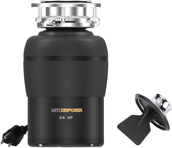 Max Disposer Garbage Disposal 3/4 HP Quiet Food Waste Disposer with Stopper Power ...