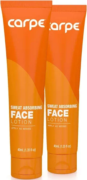 Carpe No-Sweat Face - (Pack of 2) Helps Keep Your Face, Forehead, and Scalp Dry - Sweat Absorbing Gelled Lotion - Plus Oily Face Control - With Silica Microspheres and Jojoba Esters