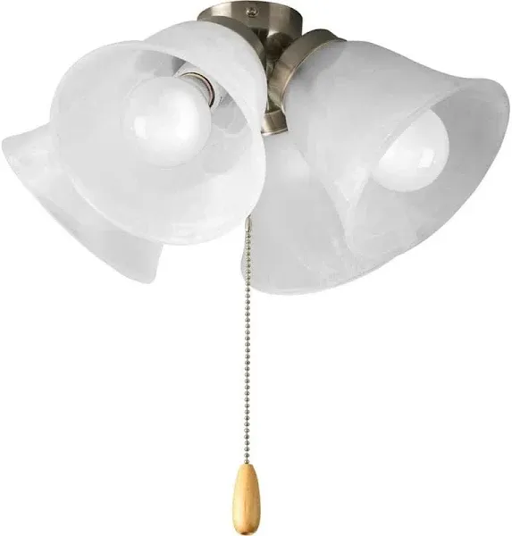 Progress Lighting Ceiling Fan Light Kit 8&#034;x13.75&#034; 4-Light Brushed Nickel Indoor