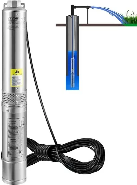 1HP 115V/60Hz Stainless Steel 4&#034; Industrial Deep Well Submersible Water Pump