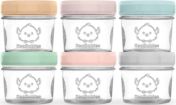 6pk 4oz Glass Baby Food Containers - Leak-Proof, Microwavable Small