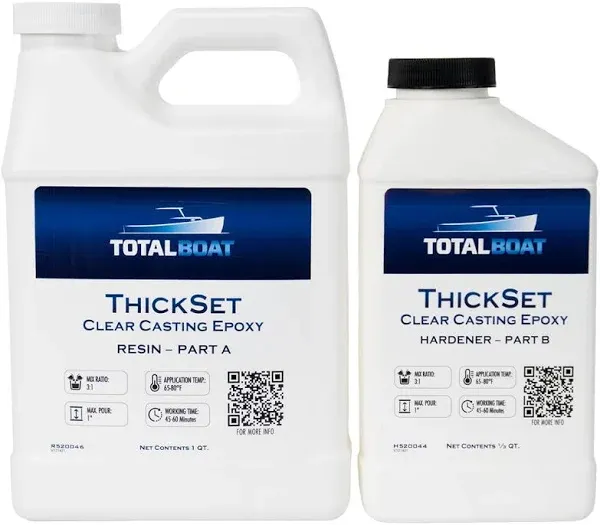 TotalBoat ThickSet Deep Pour Epoxy Resin Kit (1.3 Gallon) - Crystal Clear Thick Pour Resin for Art, Casting, Epoxy River Tables, Live Edge Slabs, Molds, Wood