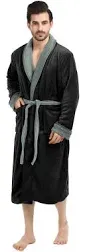 NY Threads Luxurious Men's Shawl Collar Fleece Bathrobe Spa Robe