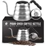 Versatile 40 oz Pour Over Kettle - Dishwashable with Ergonomic Design &amp; Whistle