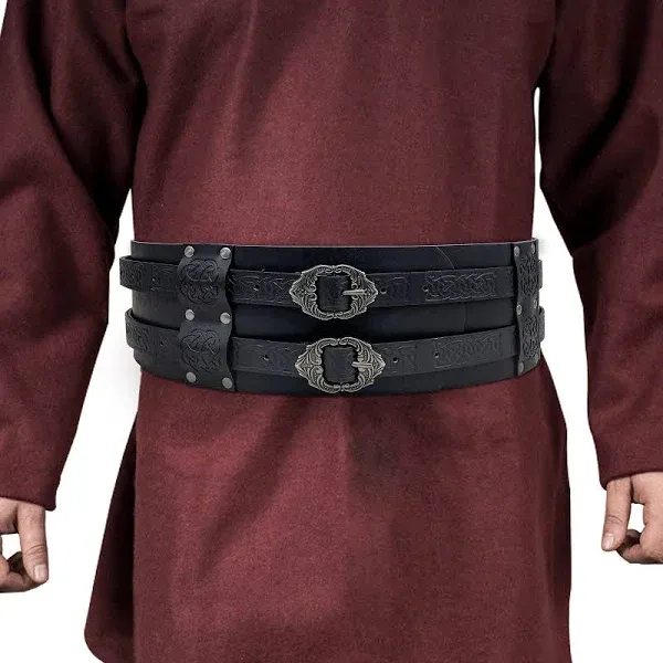 Viking Wide Belt, Medieval Faux Leather Armor Belt Knight Corset Belt, LARP Halloween Costume