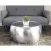 DecMode Contemporary Aluminum Pouf Inspired Coffee Table with Glossy Metallic Silver Finish, 30"W x 14"H