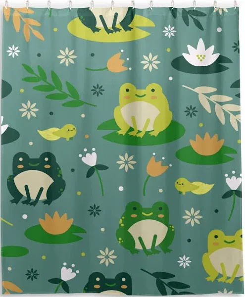 Cute Frogs Shower Curtain Bathroom Decor Waterproof Fabric Shower Curtains with Hooks 60x72 Inch