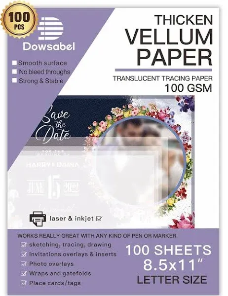 Translucent Vellum Paper Dowsabel 68LBS 8.5 x 11 inches Printable Vellums for...