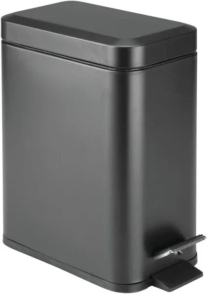 mDesign Small Modern 1.3 Gallon Rectangle Metal Lidded Step Trash Can