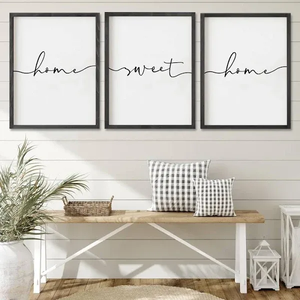 Heiple Set of 3 Framed Farmhouse Home Sweet Home Sign