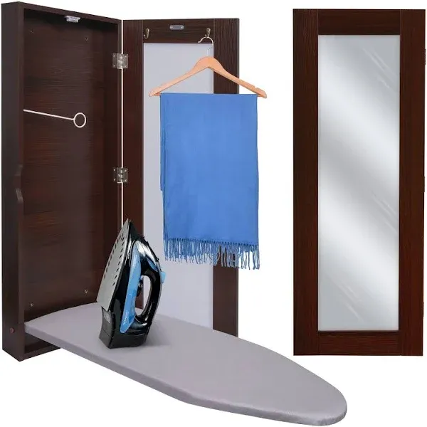 Ivation Ironing Board Hanging Ironing Board &amp; Ironing Board Cover w/Mirror White