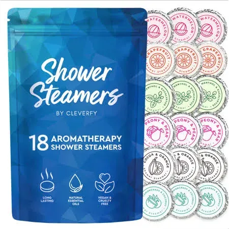 Cleverfy Shower Steamers Aromatherapy 18 Pack of Shower Bombs with Essential Oils. Personal Care and Relaxation Birthday Gifts for Women and Men