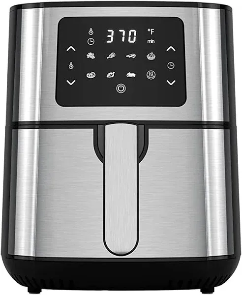 Joyoung JY-570 5.8 Quart Stainless Steel Multi Tasker Detachable Double Basket Air Fryer with LED Touchscreen and 8 Built In Smart Programs, Black