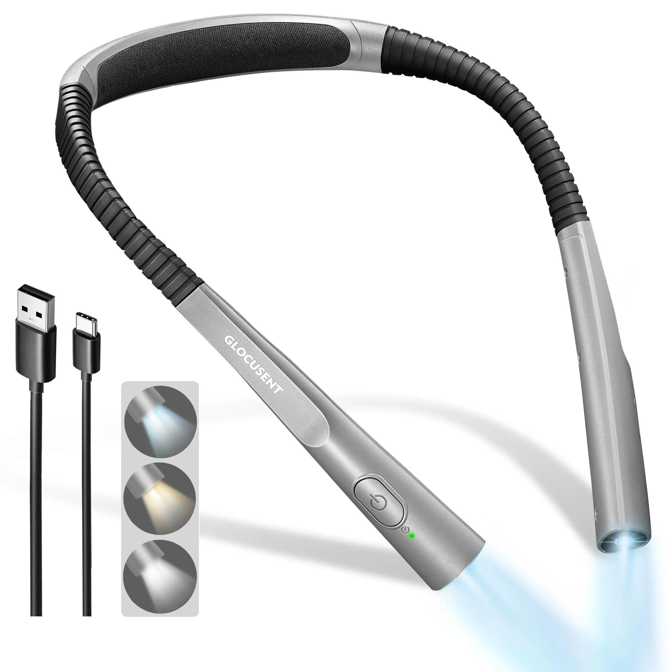 Glocusent Upgraded Rechargeable LED Neck Reading Light