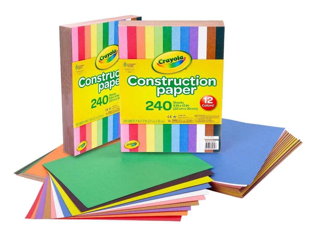 Construction Paper, 9 x 12, Assorted Colors, 240 Sheets/Pack