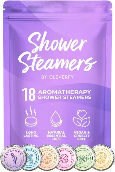 Cleverfy Shower Steamers Aromatherapy 18 Pack of Shower Bombs with Essential Oils. Self Care and Relaxation Birthday Gifts for Women and Men