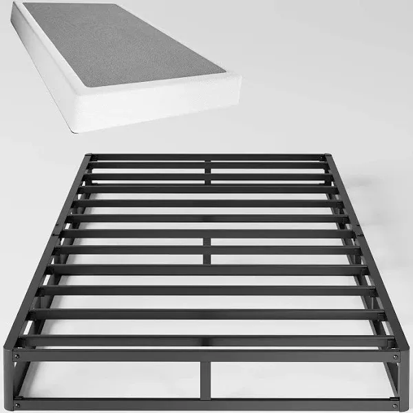 Alwyn Home Ndayisenga 5 Inch Metal Box Spring Basics Mattress Foundation Heavy Duty Steel Slat Bed Frame