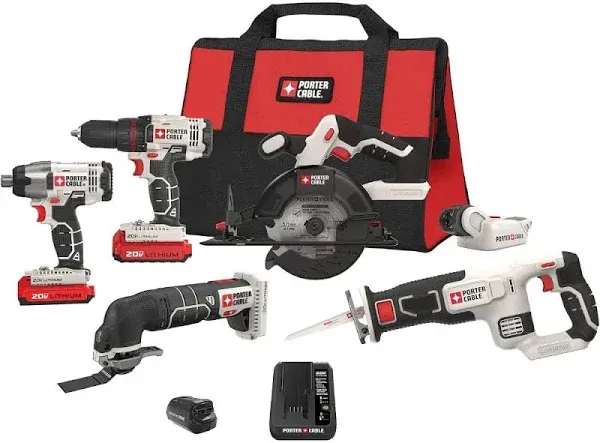 PORTER CABLE PCCK617L6 20V Max Lithium-Ion Cordless 6-Tool Combo Kit