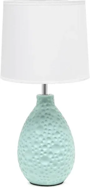 All The Rages Inc Simple Designs Textured Stucco Ceramic Oval Table Lamp